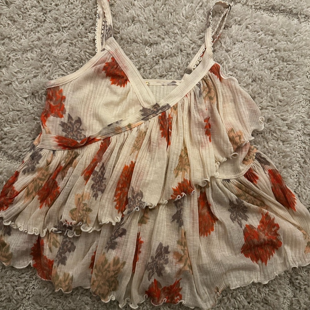 Free People Cream Floral Camisole